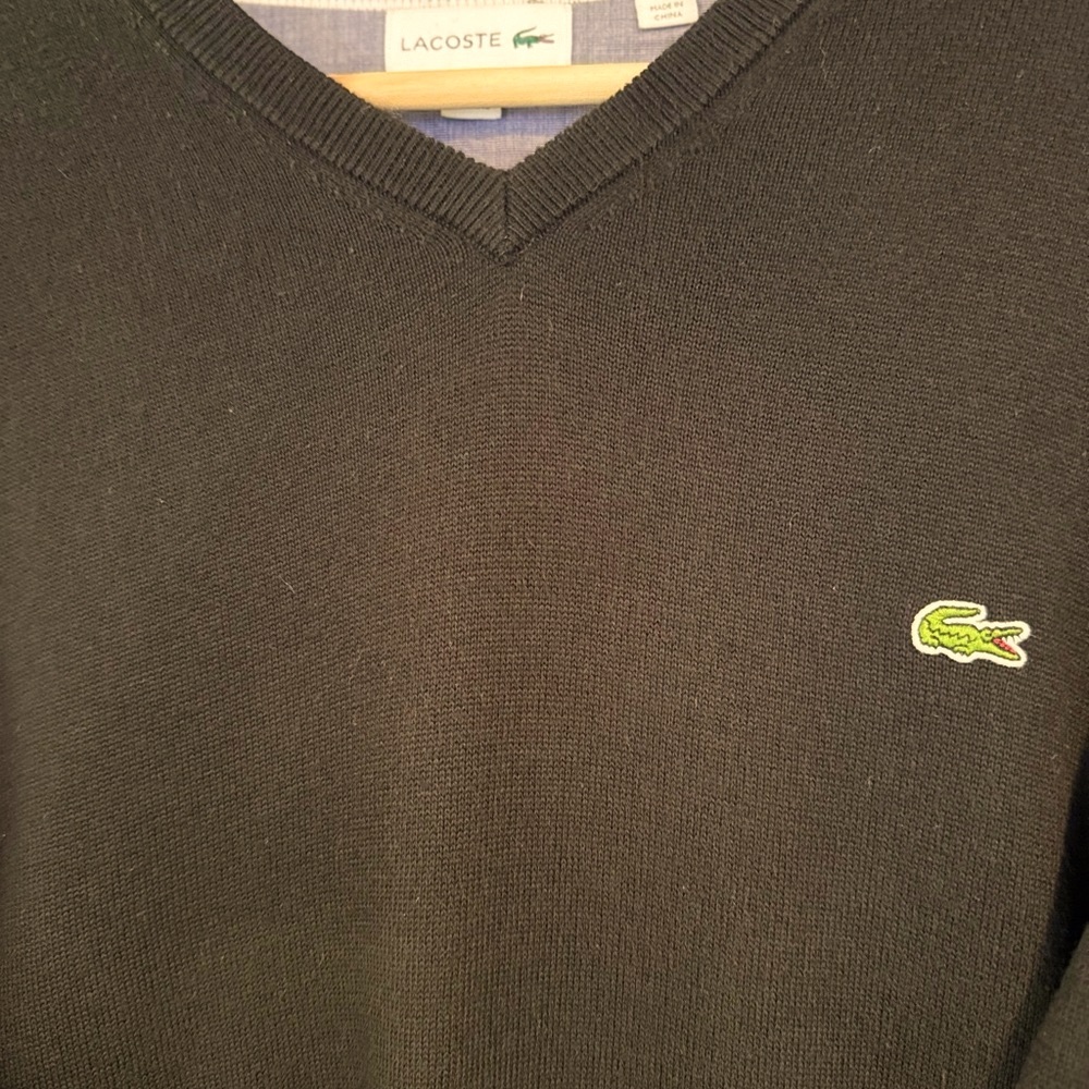 Lacoste Men's Charcoal V-Neck Sweater
